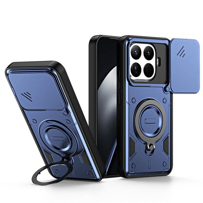 Funda para teléfono con soporte de anillo y cubierta deslizante para lente, For Xiaomi 17 Pro Max, For Xiaomi 17 Pro, For Xiaomi 17, For Xiaomi 15T Pro 5G, For Xiaomi 15T 5G