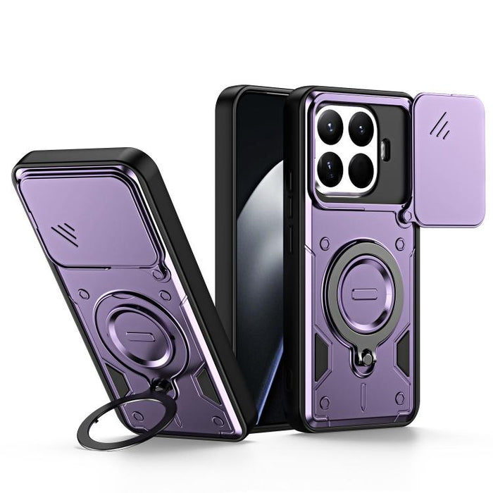 Funda para teléfono con soporte de anillo y cubierta deslizante para lente, For Xiaomi 17 Pro Max, For Xiaomi 17 Pro, For Xiaomi 17, For Xiaomi 15T Pro 5G, For Xiaomi 15T 5G