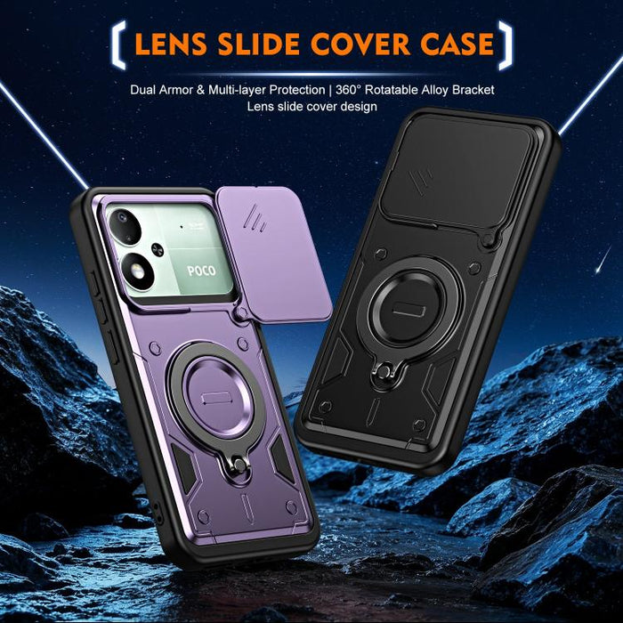 Funda para teléfono con soporte de anillo y cubierta deslizante para lente, For Xiaomi 17 Pro Max, For Xiaomi 17 Pro, For Xiaomi 17, For Xiaomi 15T Pro 5G, For Xiaomi 15T 5G