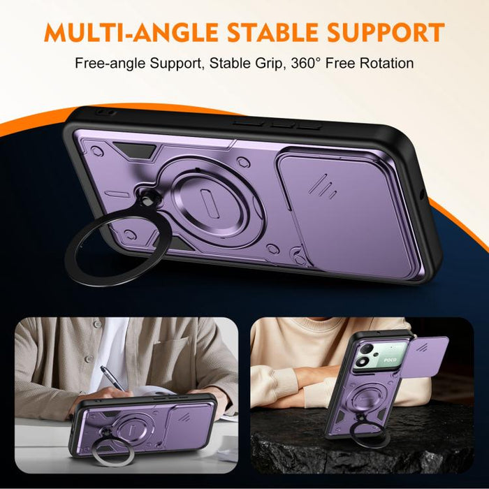 Funda para teléfono con soporte de anillo y cubierta deslizante para lente, For Xiaomi 17 Pro Max, For Xiaomi 17 Pro, For Xiaomi 17, For Xiaomi 15T Pro 5G, For Xiaomi 15T 5G