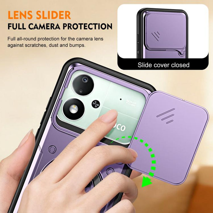 Funda para teléfono con soporte de anillo y cubierta deslizante para lente, For Xiaomi 17 Pro Max, For Xiaomi 17 Pro, For Xiaomi 17, For Xiaomi 15T Pro 5G, For Xiaomi 15T 5G