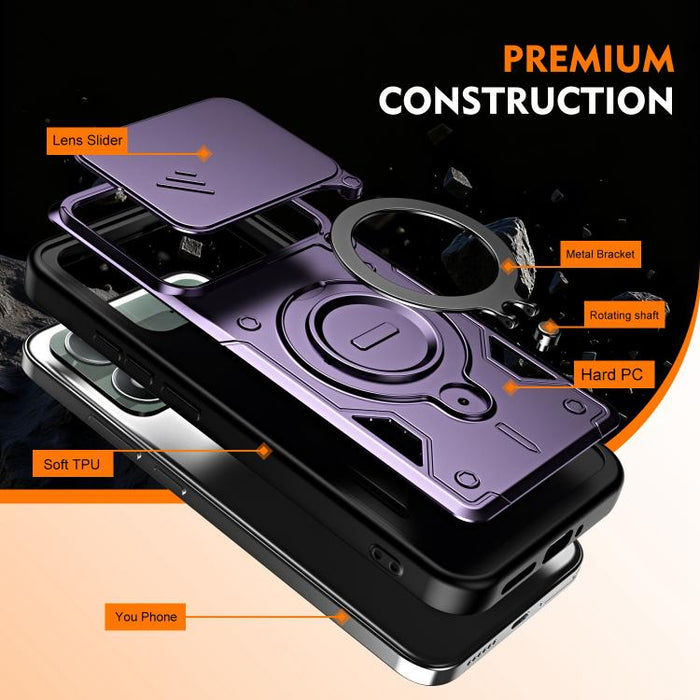 Funda para teléfono con soporte de anillo y cubierta deslizante para lente, For Xiaomi 17 Pro Max, For Xiaomi 17 Pro, For Xiaomi 17, For Xiaomi 15T Pro 5G, For Xiaomi 15T 5G