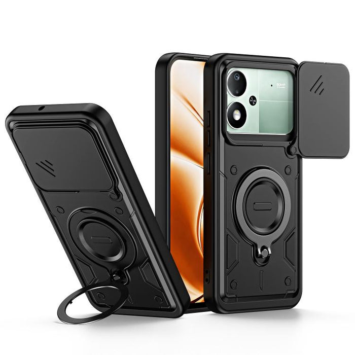 Funda para teléfono con soporte de anillo y cubierta deslizante para lente, For Xiaomi 17 Pro Max, For Xiaomi 17 Pro, For Xiaomi 17, For Xiaomi 15T Pro 5G, For Xiaomi 15T 5G