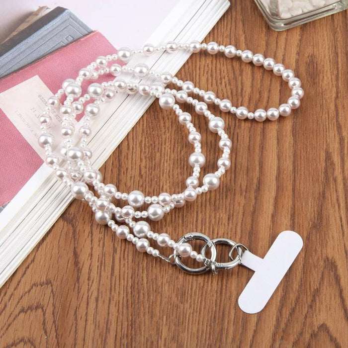 Cadena para teléfono con perlas brillantes, bandolera y cordón para teléfono con almohadilla de sujeción para mujeres y niñas.