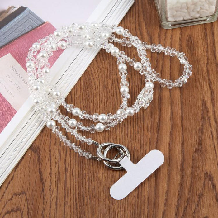 Colgante para teléfono con forma de frasco de perfume y cuentas, con cordón cruzado y almohadilla de sujeción.