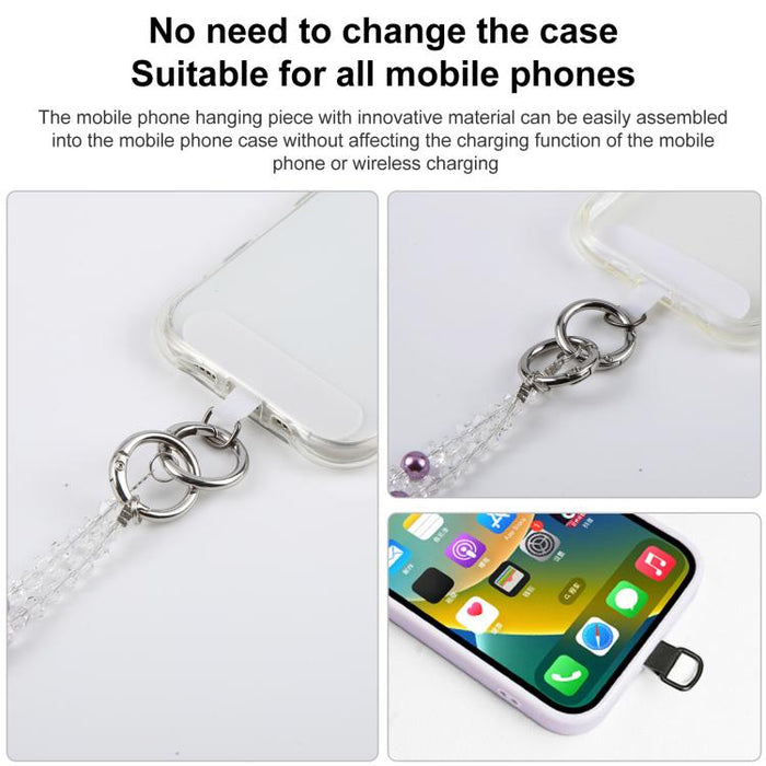 Colgante para teléfono con forma de frasco de perfume y cuentas, con cordón cruzado y almohadilla de sujeción.
