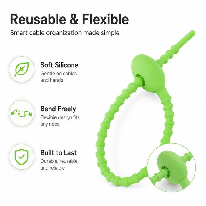20 bridas de silicona de 15 cm para enrollar y organizar cables de datos (kit de bricolaje), 15cm Random Color Delivery