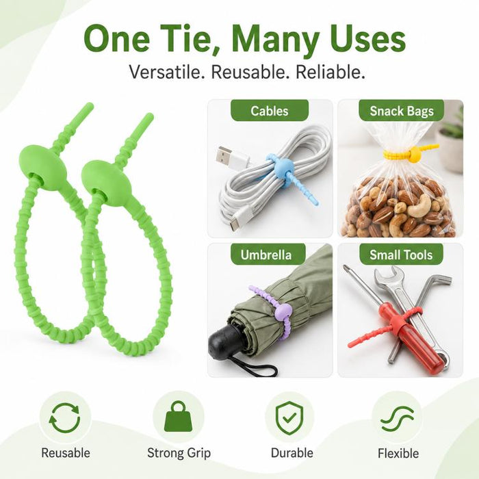20 bridas de silicona de 15 cm para enrollar y organizar cables de datos (kit de bricolaje), 15cm Random Color Delivery