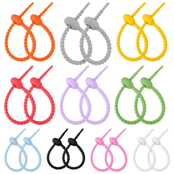 20 bridas de silicona de 15 cm para enrollar y organizar cables de datos (kit de bricolaje), 15cm Random Color Delivery