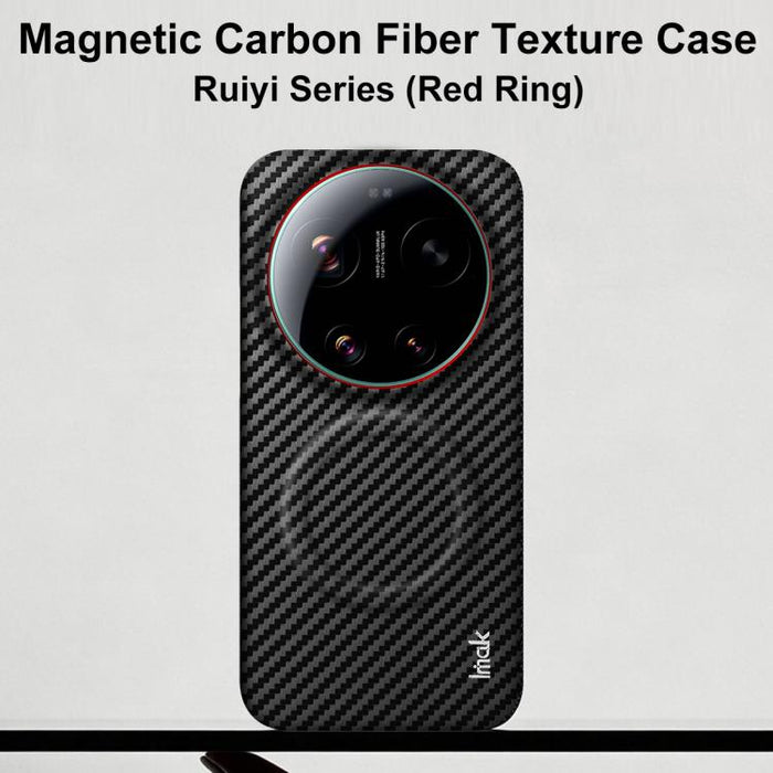 Funda magnética para teléfono Imak Ruiyi Series con textura de fibra de carbono y anillo rojo, For Xiaomi 17 Ultra by Leica