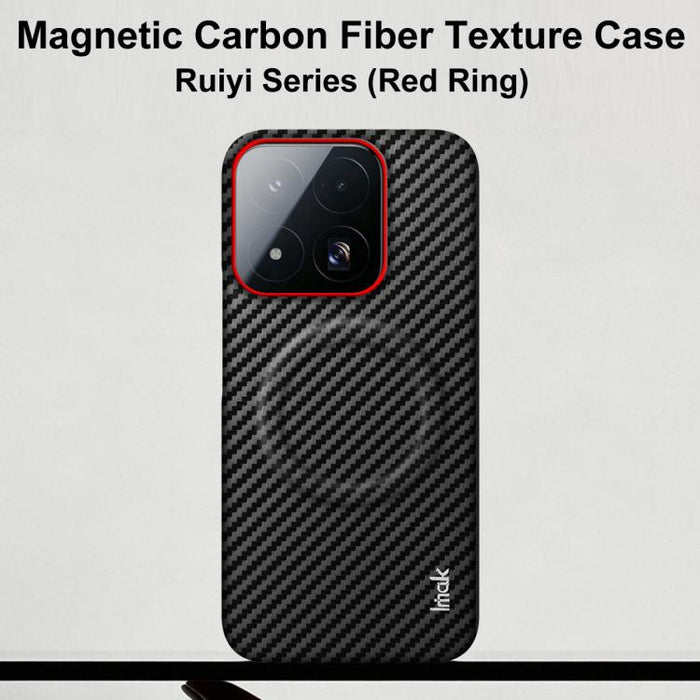 Funda magnética para teléfono Imak Ruiyi Series con textura de fibra de carbono y anillo rojo, For Xiaomi 17 Ultra by Leica