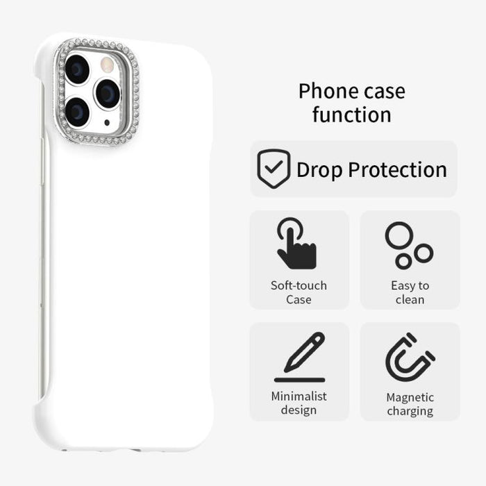 Funda híbrida de TPU y PC esmerilada con marco de media luna Candy Diamond, For iPhone 11 Pro
