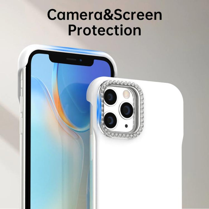 Funda híbrida de TPU y PC esmerilada con marco de media luna Candy Diamond, For iPhone 11 Pro