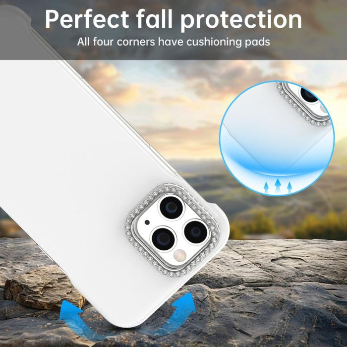 Funda híbrida de TPU y PC esmerilada con marco de media luna Candy Diamond, For iPhone 11 Pro