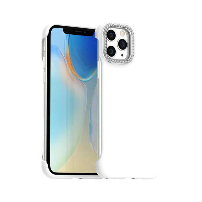 Funda híbrida de TPU y PC esmerilada con marco de media luna Candy Diamond, For iPhone 11 Pro