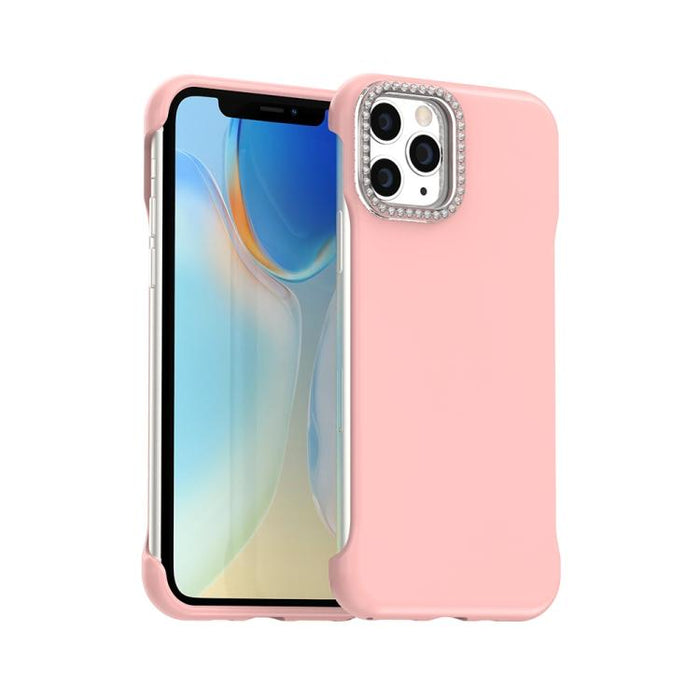 Funda híbrida de TPU y PC esmerilada con marco de media luna Candy Diamond, For iPhone 11 Pro