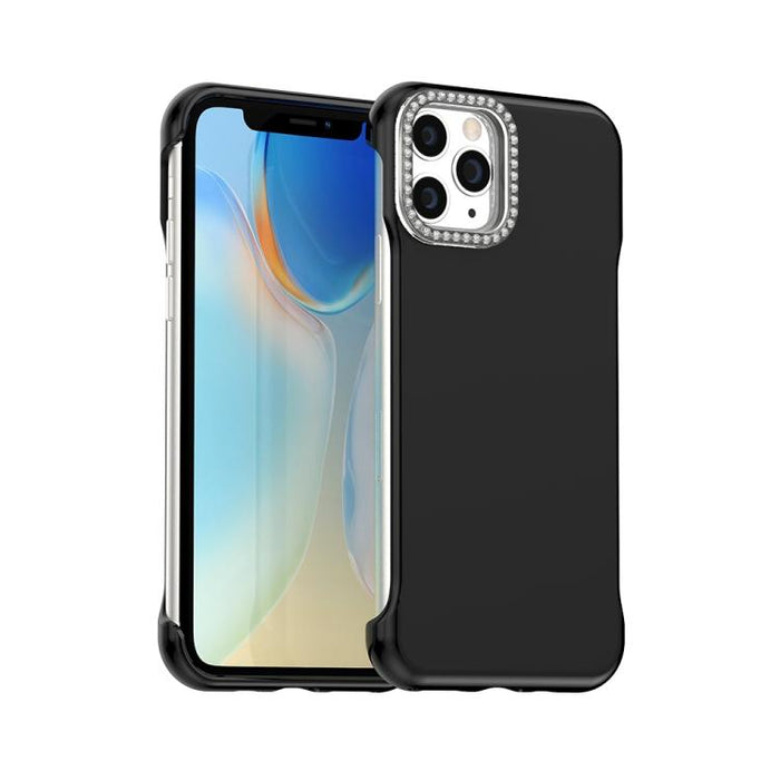 Funda híbrida de TPU y PC esmerilada con marco de media luna Candy Diamond, For iPhone 11 Pro