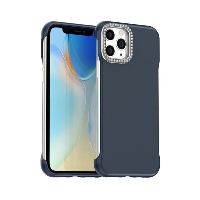Funda híbrida de TPU y PC esmerilada con marco de media luna Candy Diamond, For iPhone 11 Pro
