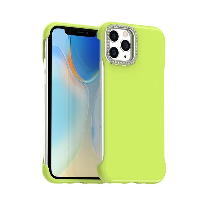 Funda híbrida de TPU y PC esmerilada con marco de media luna Candy Diamond, For iPhone 11 Pro