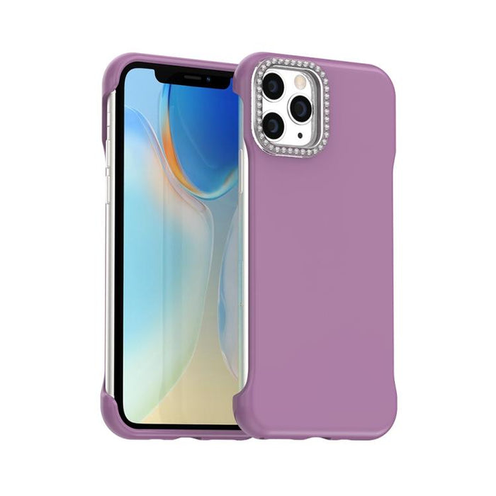Funda híbrida de TPU y PC esmerilada con marco de media luna Candy Diamond, For iPhone 11 Pro