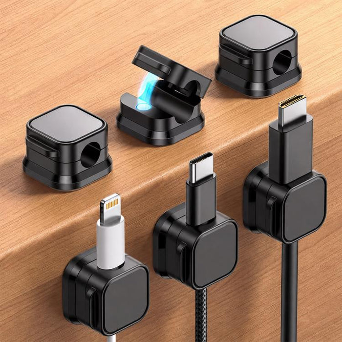6 unidades / Juego de organizadores magnéticos para cables de datos, soportes para cables de datos de montaje en pared