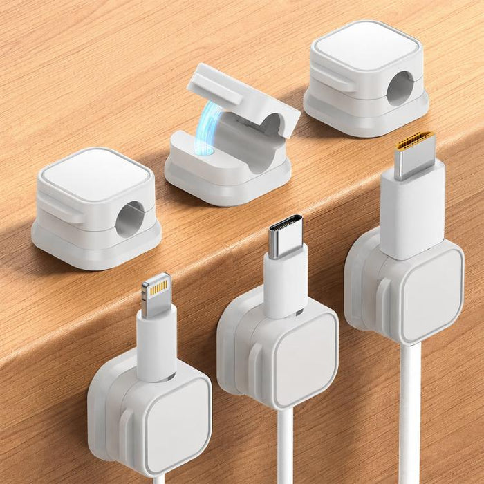 6 unidades / Juego de organizadores magnéticos para cables de datos, soportes para cables de datos de montaje en pared