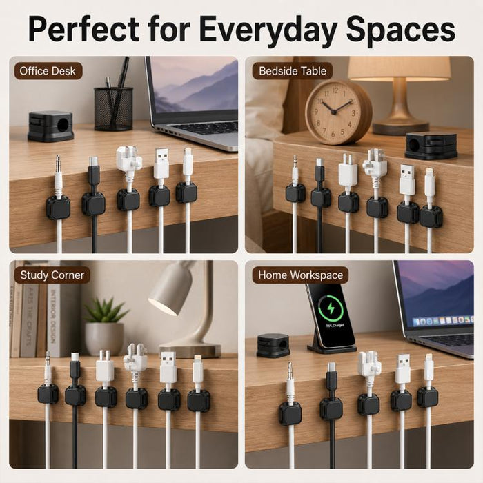 6 unidades / Juego de organizadores magnéticos para cables de datos, soportes para cables de datos de montaje en pared