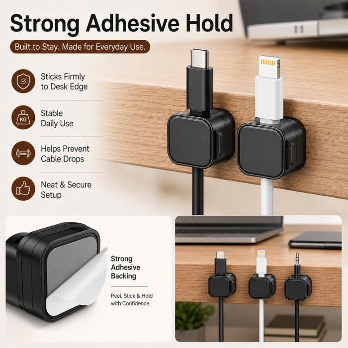 6 unidades / Juego de organizadores magnéticos para cables de datos, soportes para cables de datos de montaje en pared