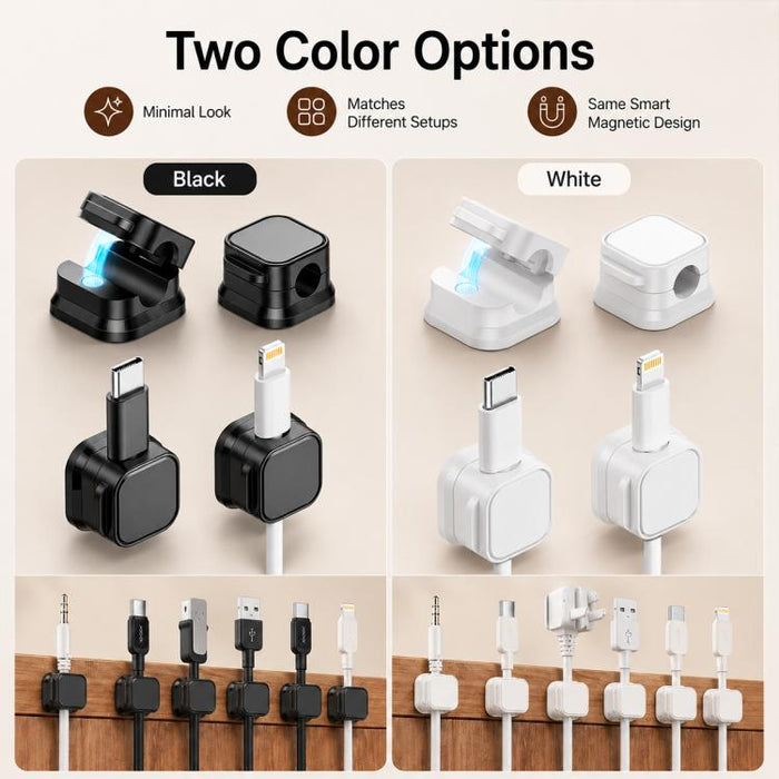 6 unidades / Juego de organizadores magnéticos para cables de datos, soportes para cables de datos de montaje en pared
