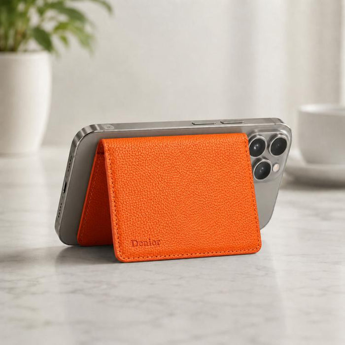 Cartera magnética de piel vegana con textura de lichi Denior V28 y tarjetero para teléfono, V28