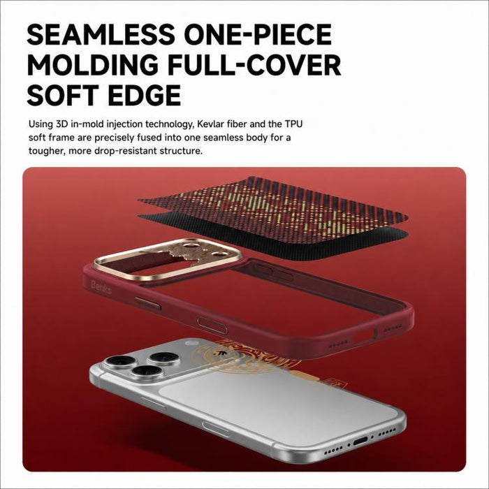 Funda magnética antigolpes para teléfono Benks Y3 de fibra de Kevlar, For iPhone 17 Pro Max, For iPhone 17 Pro