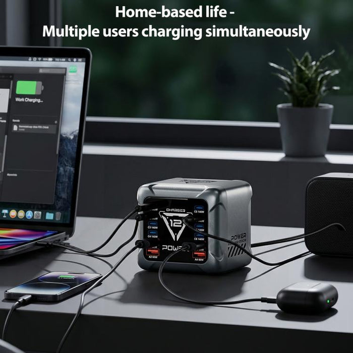 Cargador de escritorio BK-127D de 1200 W con interfaz múltiple GaN e iluminación táctil RGB., EU Plug, US Plug, AU Plug, UK Plug