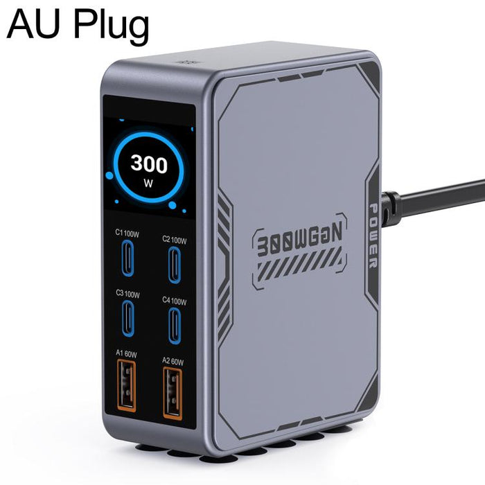 Cargador rápido de escritorio con interfaz múltiple GaN de 300 W, EU Plug, US Plug, AU Plug, UK Plug