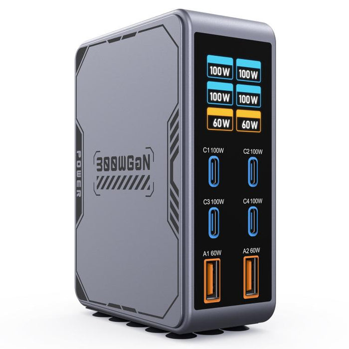 Cargador rápido de escritorio con interfaz múltiple GaN de 300 W, EU Plug, US Plug, AU Plug, UK Plug