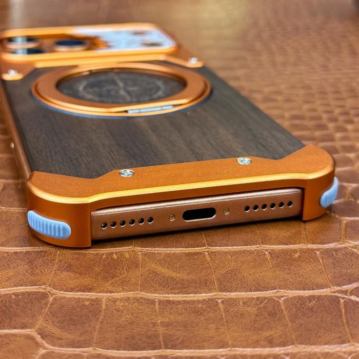 Funda magnética para teléfono con soporte giratorio de 360° con diseño de cara de caballo y madera de nogal, For iPhone 17 Pro Max, For iPhone 17 Pro, For iPhone 16 Pro Max, For iPhone 15 Pro Max, For iPhone 14 Pro Max, For iPhone 13 Pro Max
