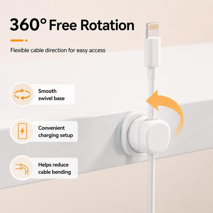Organizador de cables giratorio con resorte, 4 unidades, para montaje en pared.
