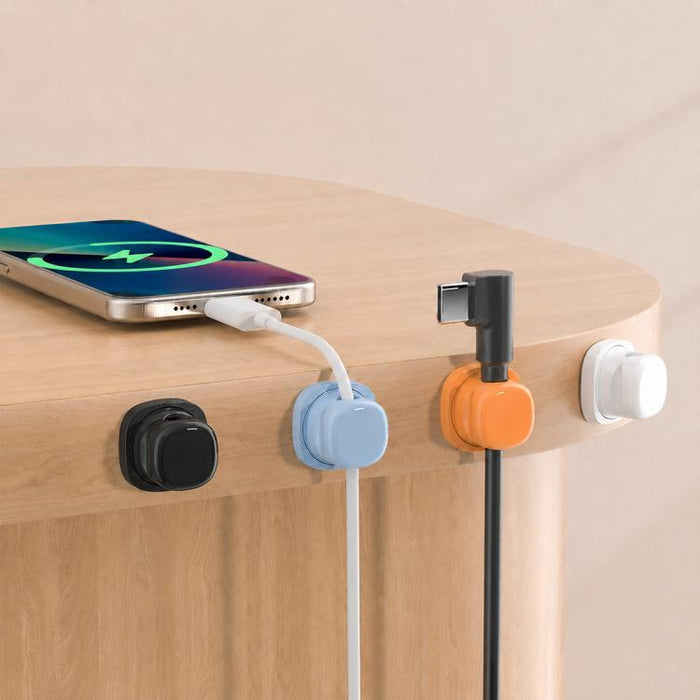 Organizador de cables giratorio con resorte, 4 unidades, para montaje en pared.