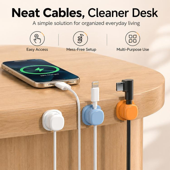 Organizador de cables giratorio con resorte, 4 unidades, para montaje en pared.
