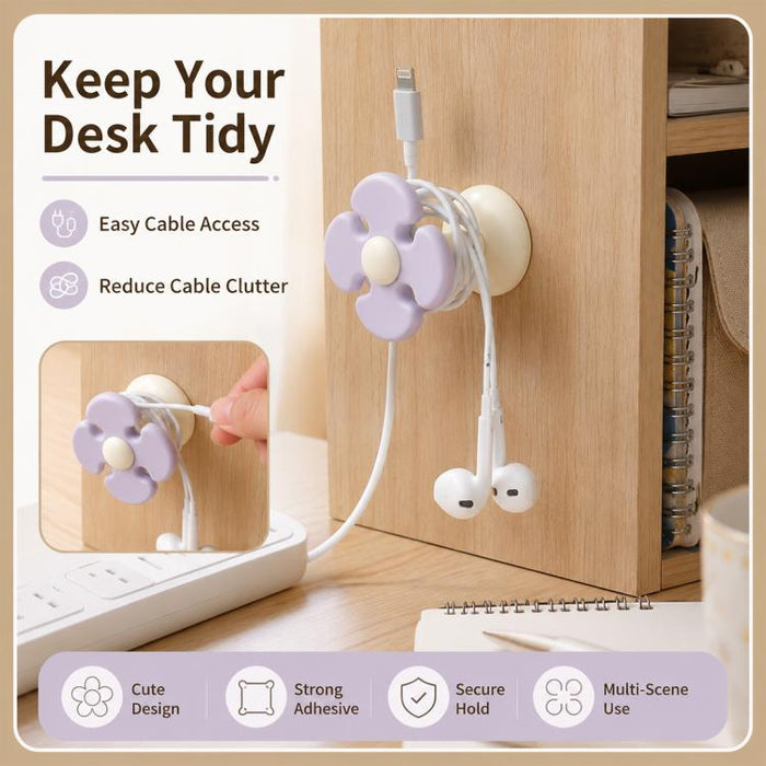 Organizador de cables con forma de flor para montaje en pared