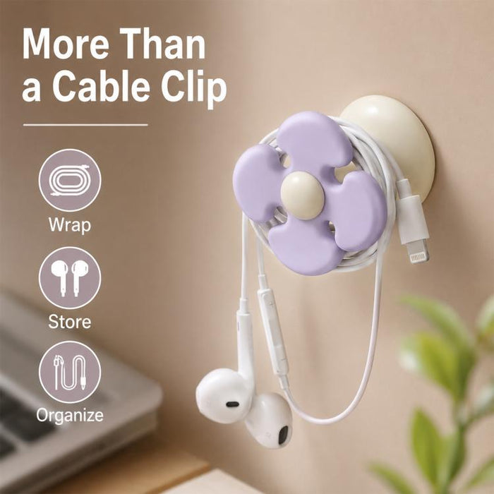 Organizador de cables con forma de flor para montaje en pared