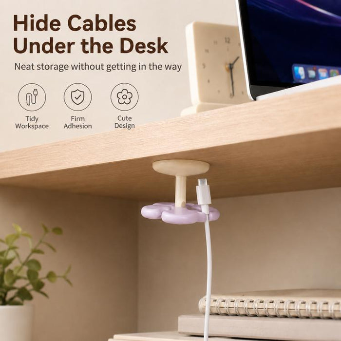 Organizador de cables con forma de flor para montaje en pared