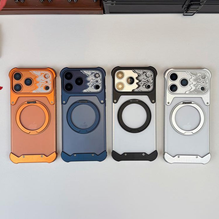 Funda magnética para teléfono con soporte giratorio 360 de policarbonato esmerilado con cara de caballo, For iPhone 17 Pro Max, For iPhone 17 Pro, For iPhone 16 Pro Max, For iPhone 15 Pro Max, For iPhone 14 Pro Max, For iPhone 13 Pro Max
