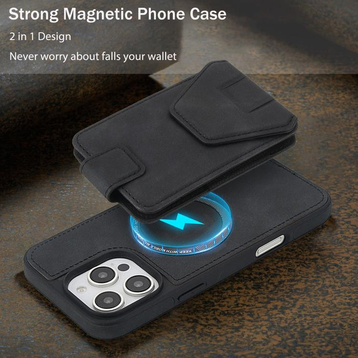 Funda para teléfono con tarjetero desmontable de piel sintética estilo retro y protección RFID magnética., For iPhone 16 Pro Max, For iPhone 16 Pro