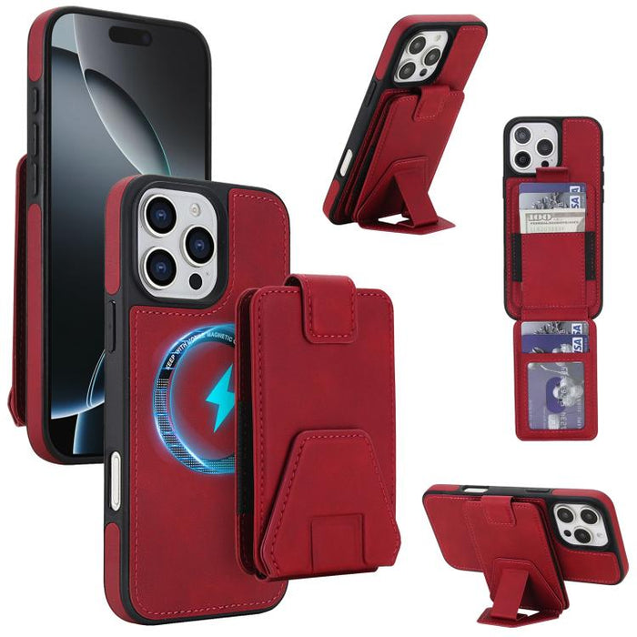 Funda para teléfono con tarjetero desmontable de piel sintética estilo retro y protección RFID magnética., For iPhone 16 Pro Max, For iPhone 16 Pro