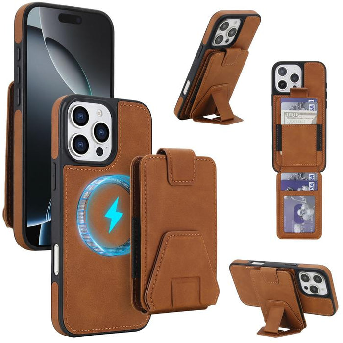 Funda para teléfono con tarjetero desmontable de piel sintética estilo retro y protección RFID magnética., For iPhone 16 Pro Max, For iPhone 16 Pro