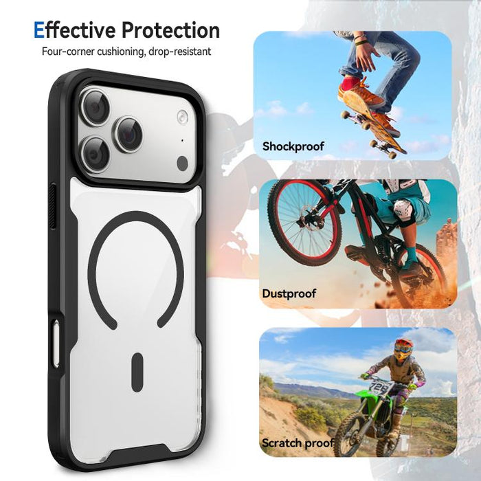 Funda magnética a prueba de golpes con airbag de TPU y acrílico de la serie Fighter, For iPhone 17 Pro Max, For iPhone 17 Pro, For iPhone 17, For iPhone 16 Pro Max, For iPhone 16 Pro