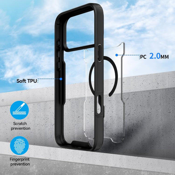 Funda magnética a prueba de golpes con airbag de TPU y acrílico de la serie Fighter, For iPhone 17 Pro Max, For iPhone 17 Pro, For iPhone 17, For iPhone 16 Pro Max, For iPhone 16 Pro