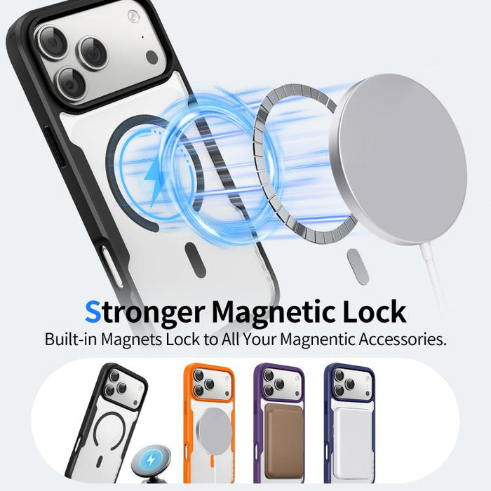 Funda magnética a prueba de golpes con airbag de TPU y acrílico de la serie Fighter, For iPhone 17 Pro Max, For iPhone 17 Pro, For iPhone 17, For iPhone 16 Pro Max, For iPhone 16 Pro