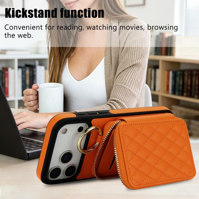 Cartera bandolera con anilla colgante romboidal y cremallera, funda para teléfono con protección RFID, For iPhone 17 Pro Max, For iPhone 17 Pro
