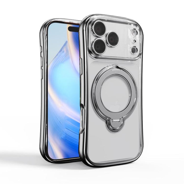 Funda para teléfono magnética galvanizada con soporte giratorio de 360 grados, For iPhone 17 Pro Max, For iPhone 17 Pro, For iPhone 17